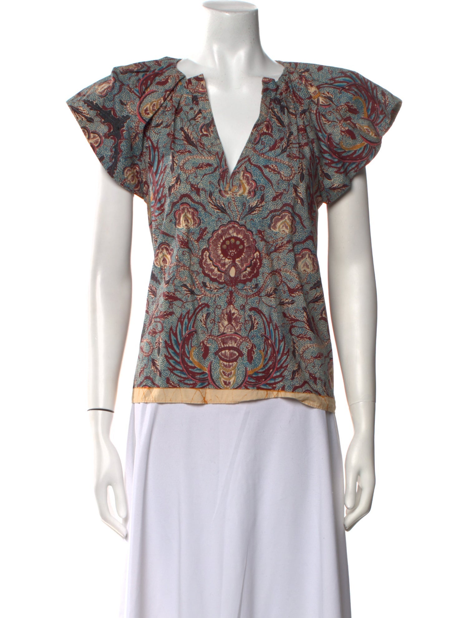 Ulla Johnson Paisley Print V-Neck Blouse