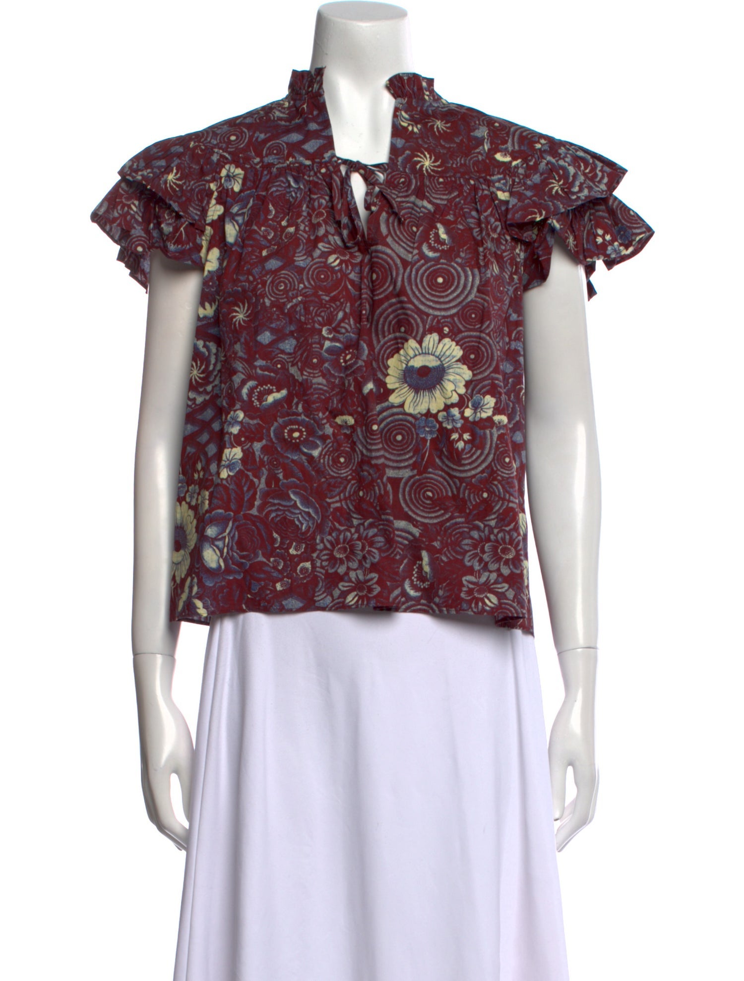 Ulla Johnson Printed Tie Neck Blouse