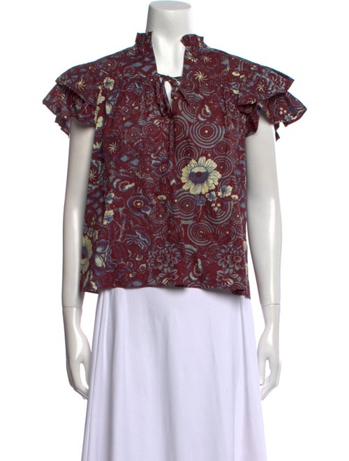 Ulla Johnson Printed Tie Neck Blouse