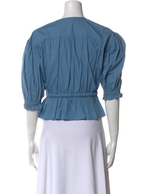 Ulla Johnson Scoop Neck Three-Quarter Sleeve Crop Top