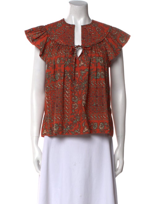 Ulla Johnson Printed V-Neck Top
