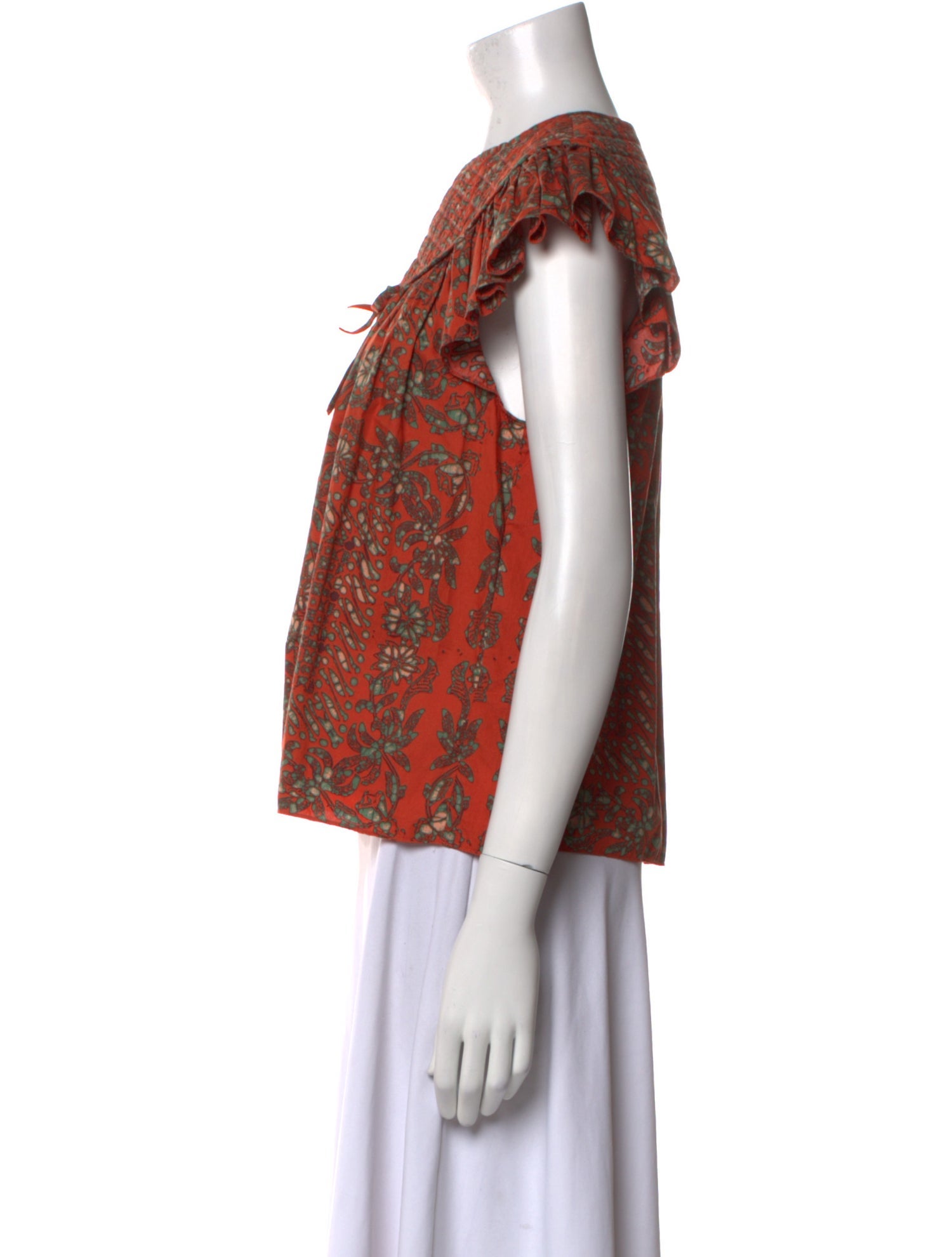 Ulla Johnson Printed V-Neck Top