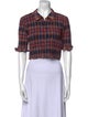Ulla Johnson Plaid Print Short Sleeve Crop Top