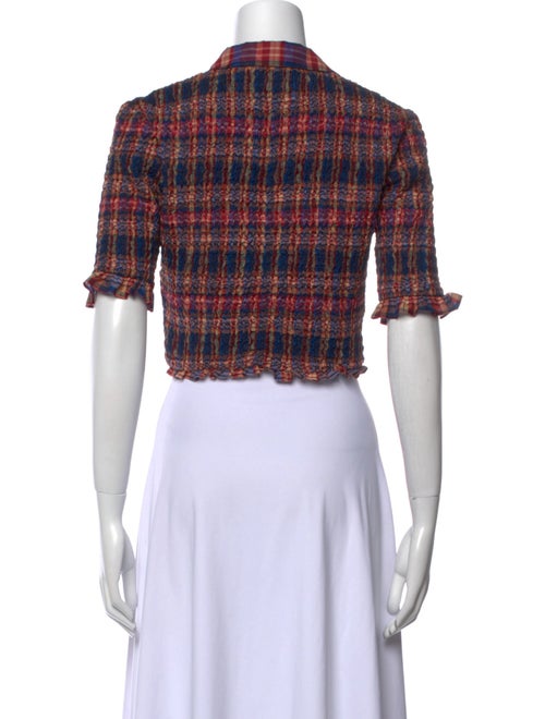 Ulla Johnson Plaid Print Short Sleeve Crop Top
