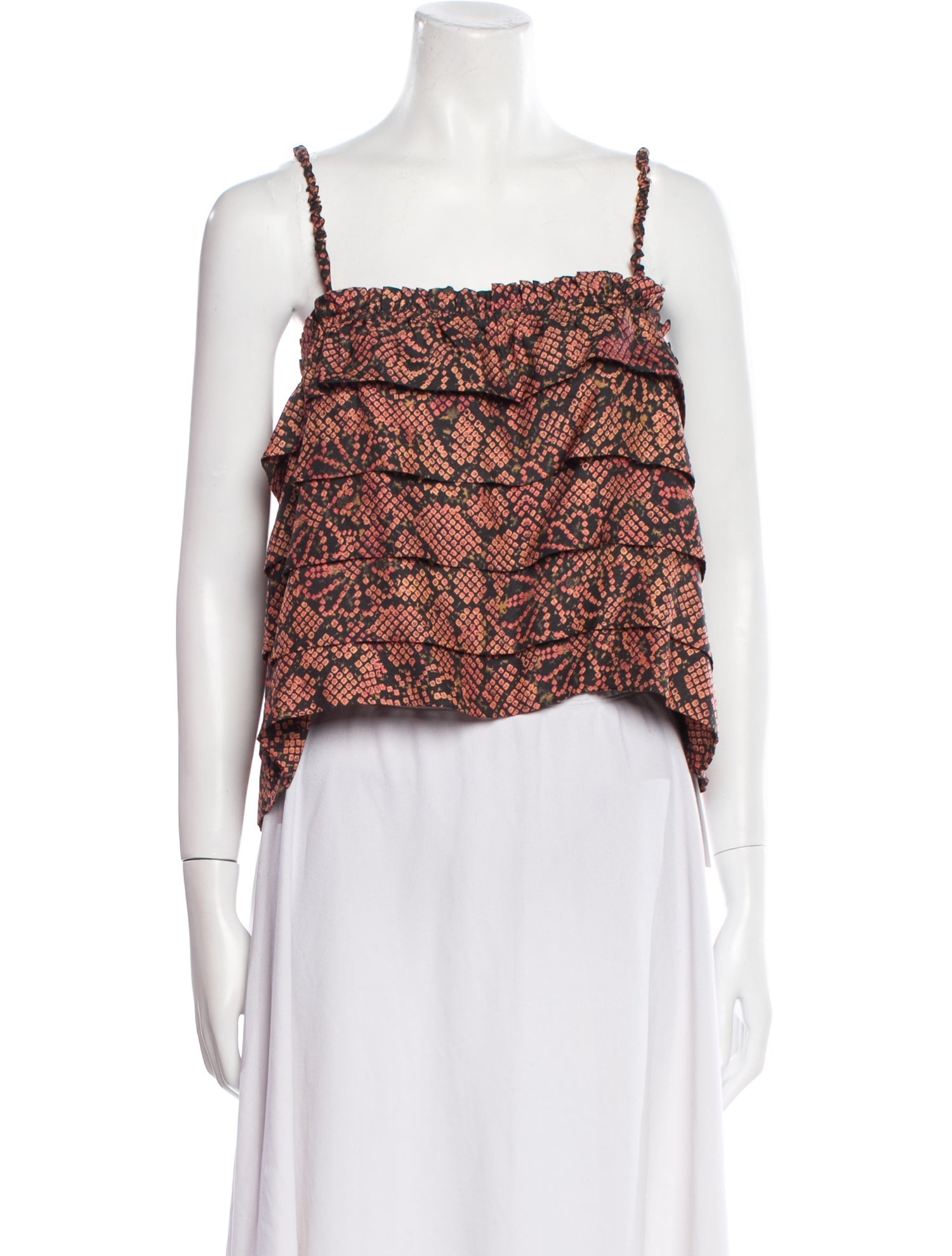 Ulla Johnson Printed Square Neckline Crop Top
