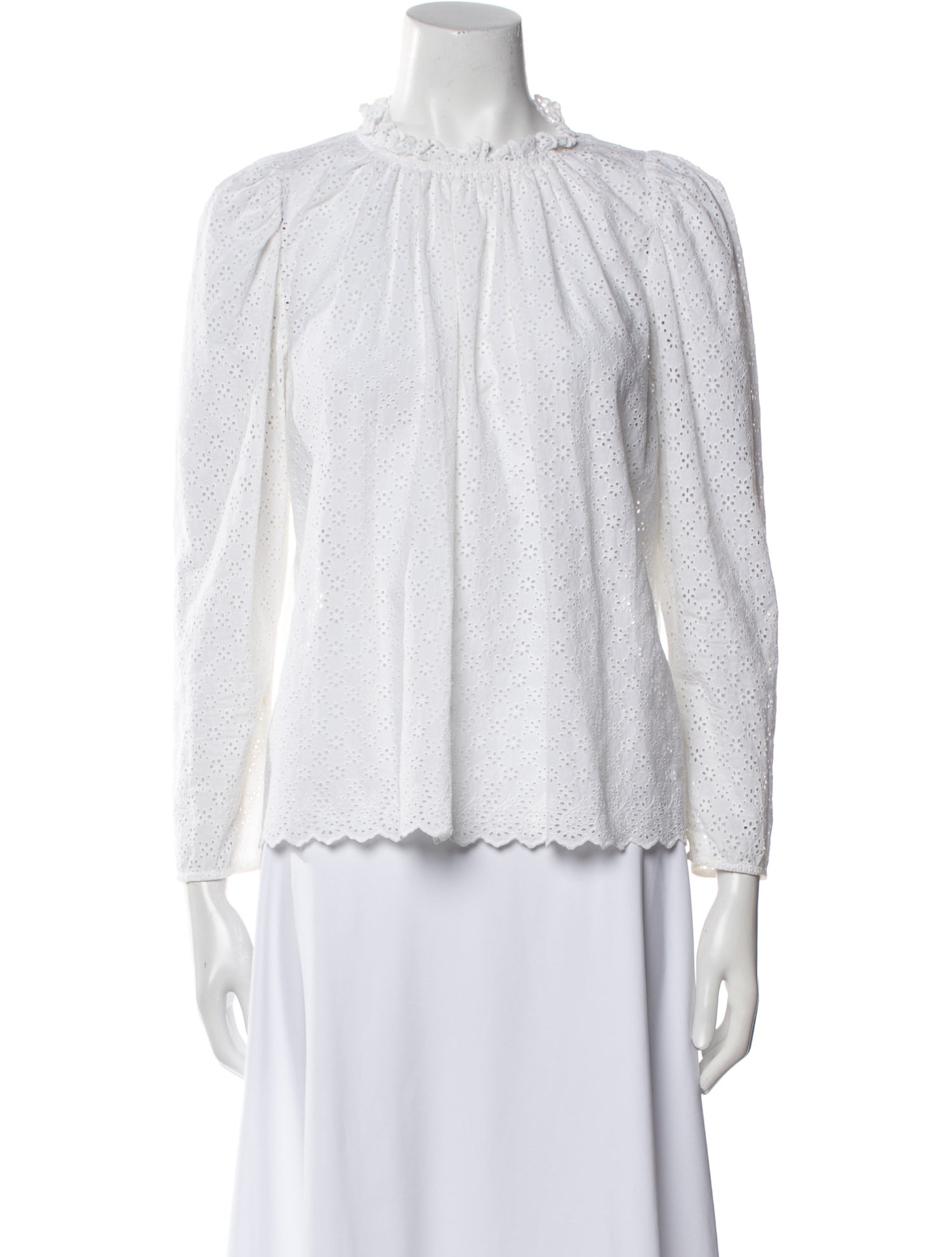 Ulla Johnson Lace Pattern Mock Neck Blouse