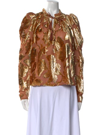 Ulla Johnson Floral Print Mock Neck Blouse