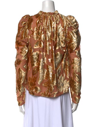 Ulla Johnson Floral Print Mock Neck Blouse