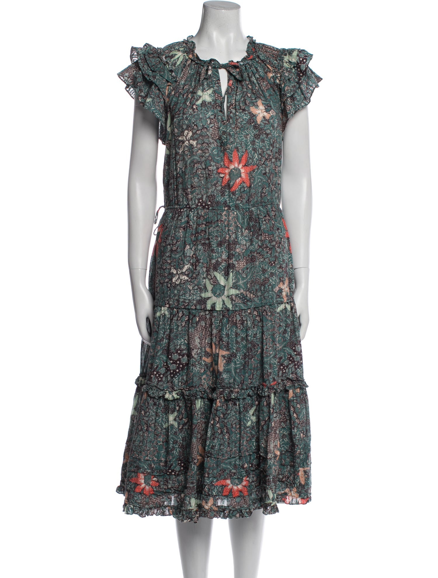 Ulla Johnson Floral Print Midi Length Dress