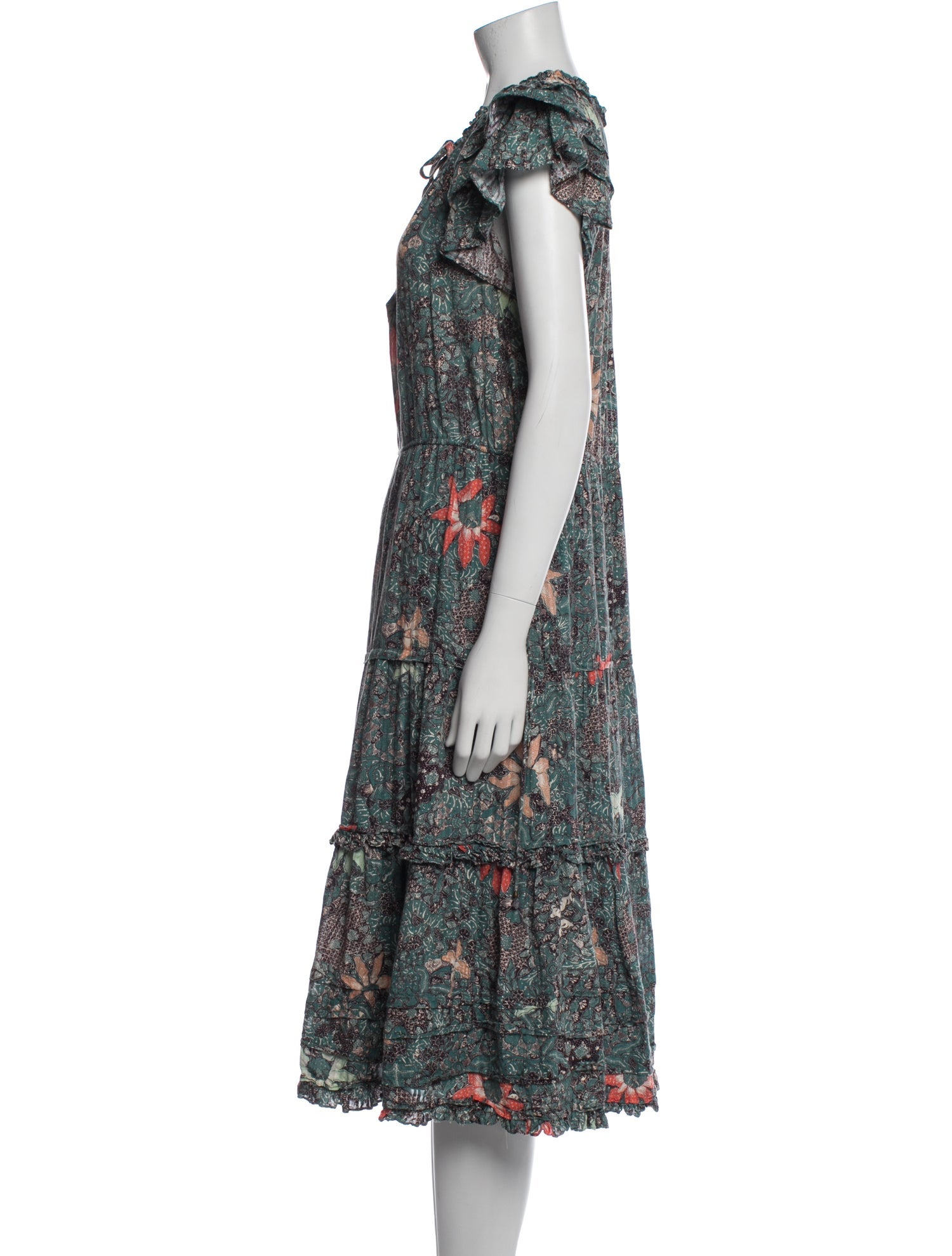 Ulla Johnson Floral Print Midi Length Dress