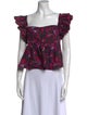 Ulla Johnson Floral Print Square Neckline Crop Top