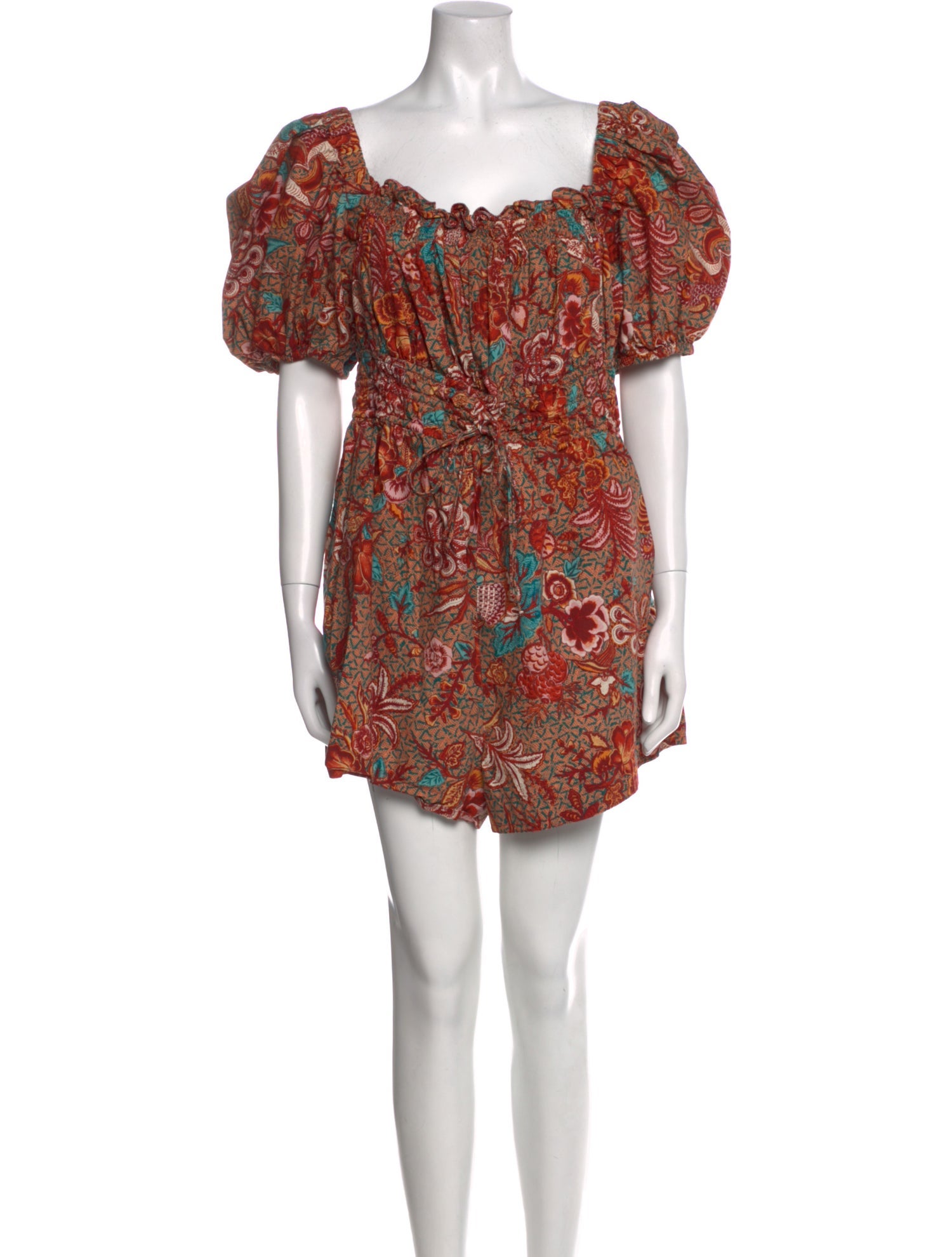 Ulla Johnson Floral Print Square Neckline Romper