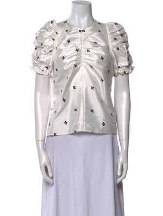 Ulla Johnson Printed Mock Neck Button-Up Top