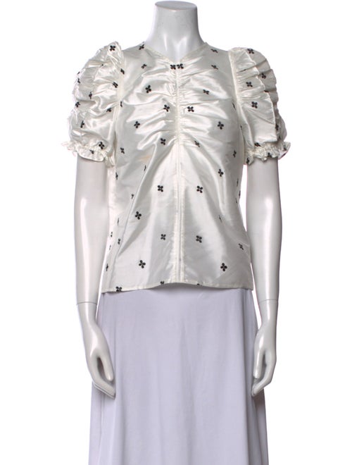 Ulla Johnson Printed Mock Neck Button-Up Top