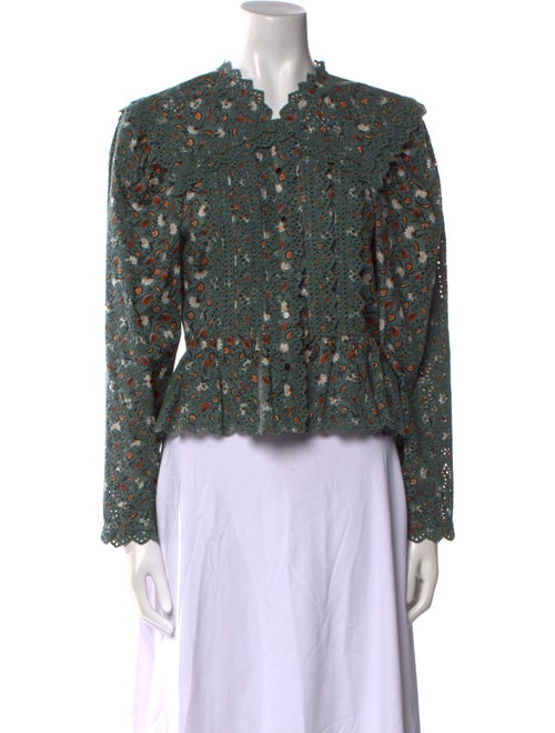 Ulla Johnson Floral Print Mock Neck Blouse