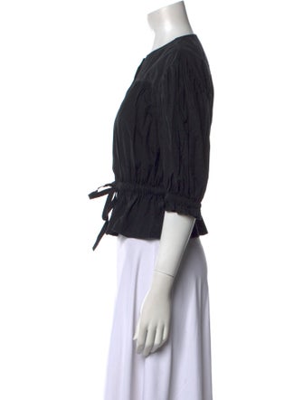 Ulla Johnson Crew Neck Three-Quarter Sleeve Crop Top