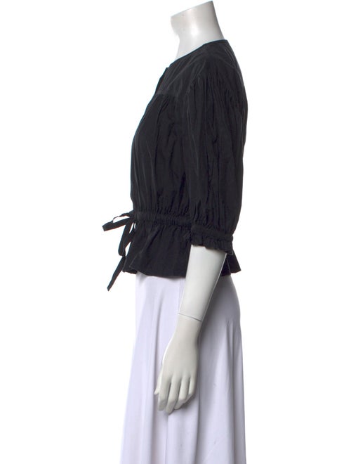 Ulla Johnson Crew Neck Three-Quarter Sleeve Crop Top