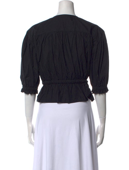 Ulla Johnson Crew Neck Three-Quarter Sleeve Crop Top