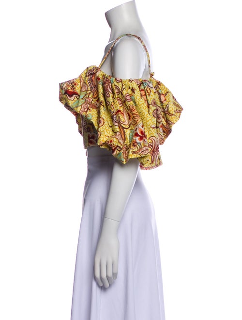 Ulla Johnson Floral Print Square Neckline Crop Top