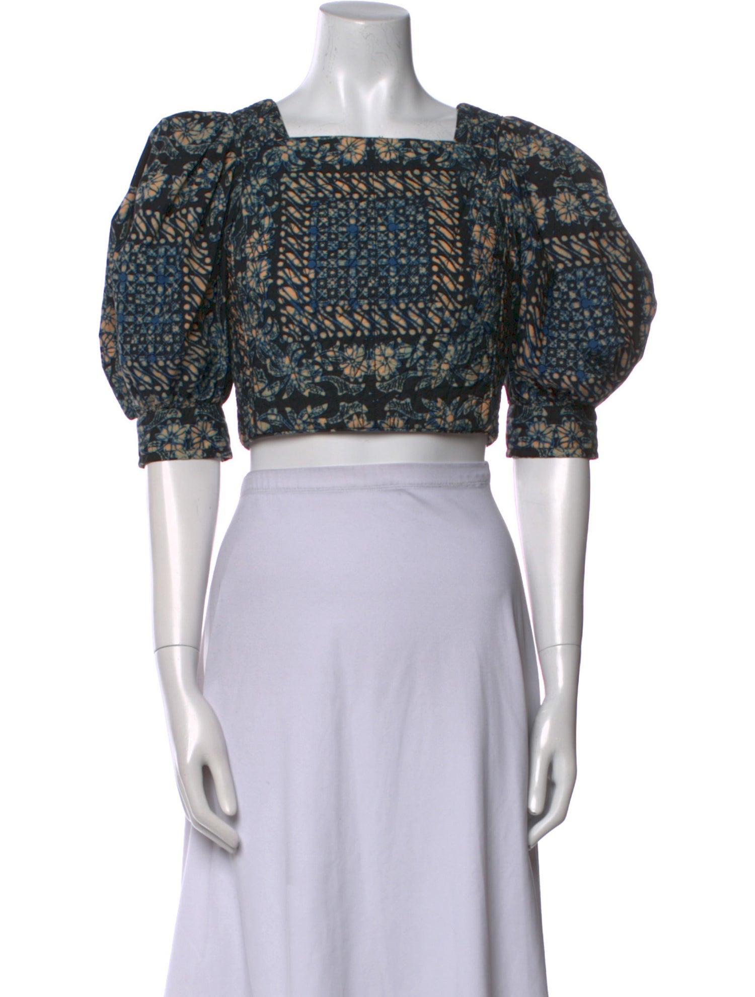 Ulla Johnson Printed Square Neckline Crop Top