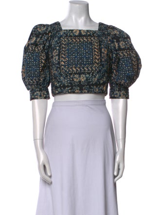 Ulla Johnson Printed Square Neckline Crop Top