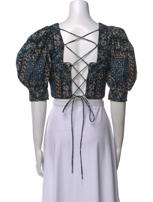 Ulla Johnson Printed Square Neckline Crop Top