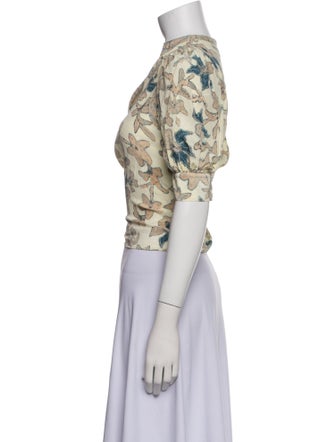 Ulla Johnson Floral Print V-Neck Crop Top