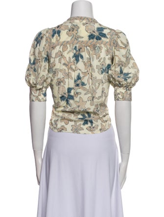 Ulla Johnson Floral Print V-Neck Crop Top