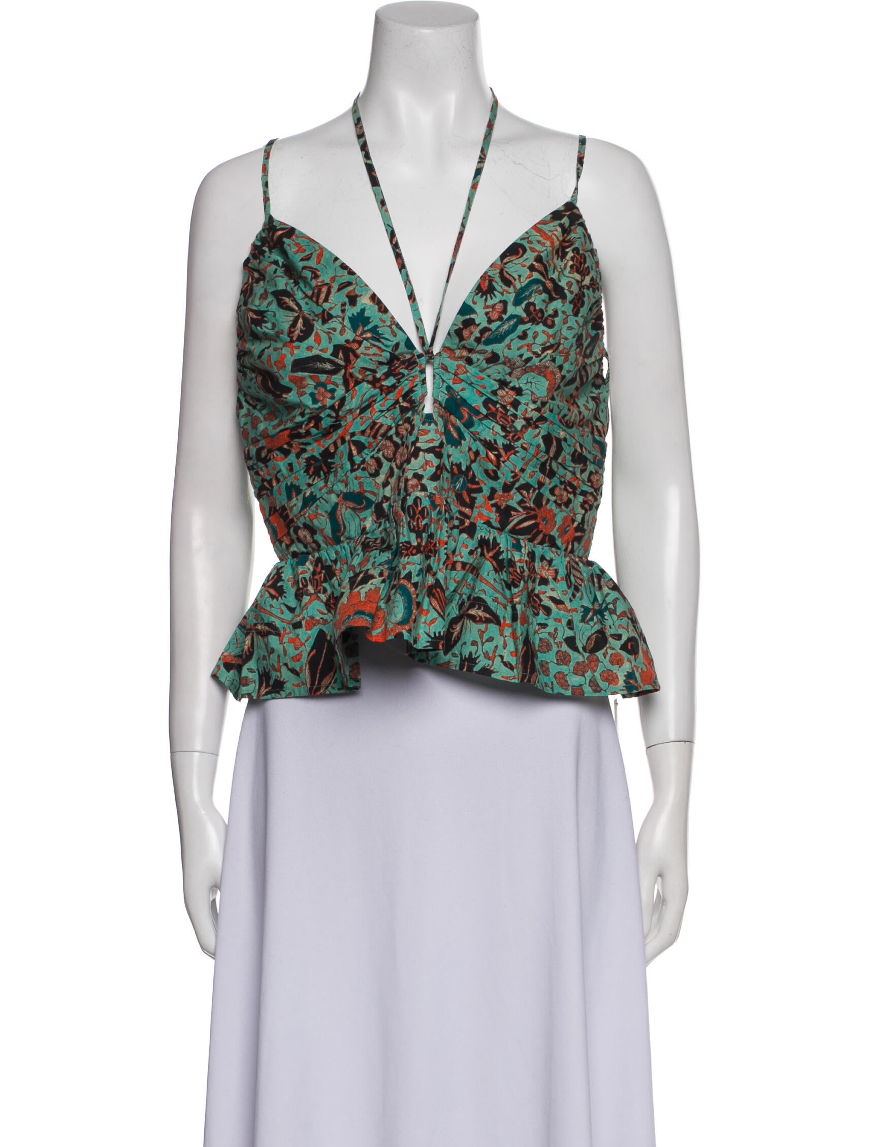 Ulla Johnson Floral Print V-Neck Crop Top