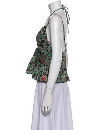 Ulla Johnson Floral Print V-Neck Crop Top