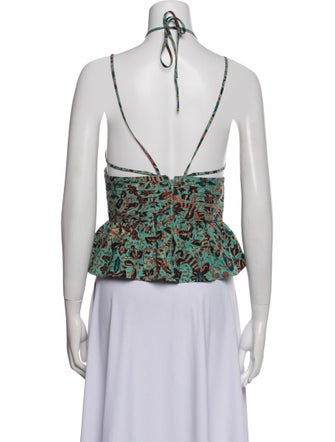 Ulla Johnson Floral Print V-Neck Crop Top