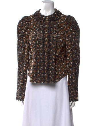 Ulla Johnson Floral Print Crew Neck Blouse