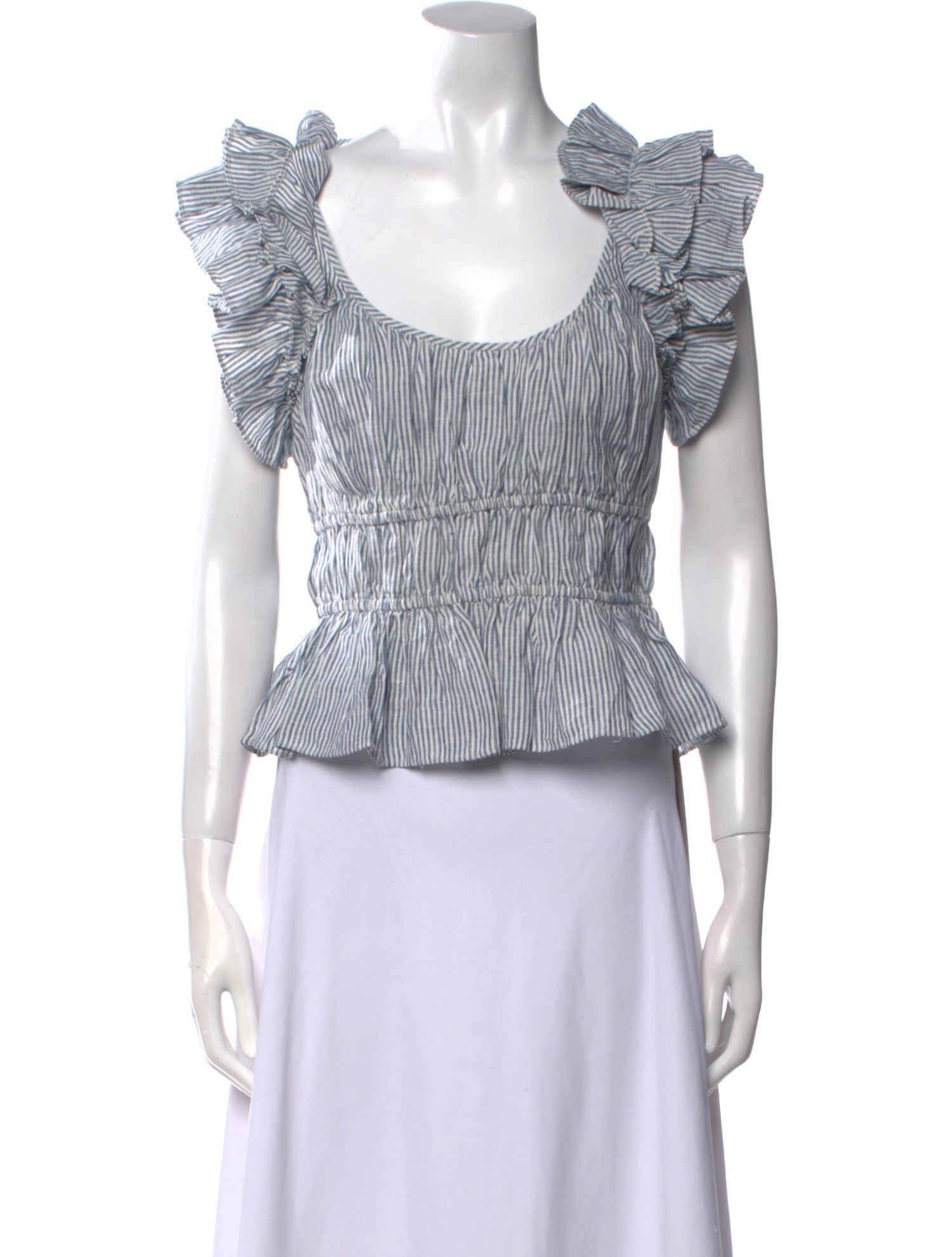 Ulla Johnson Linen Striped Crop Top