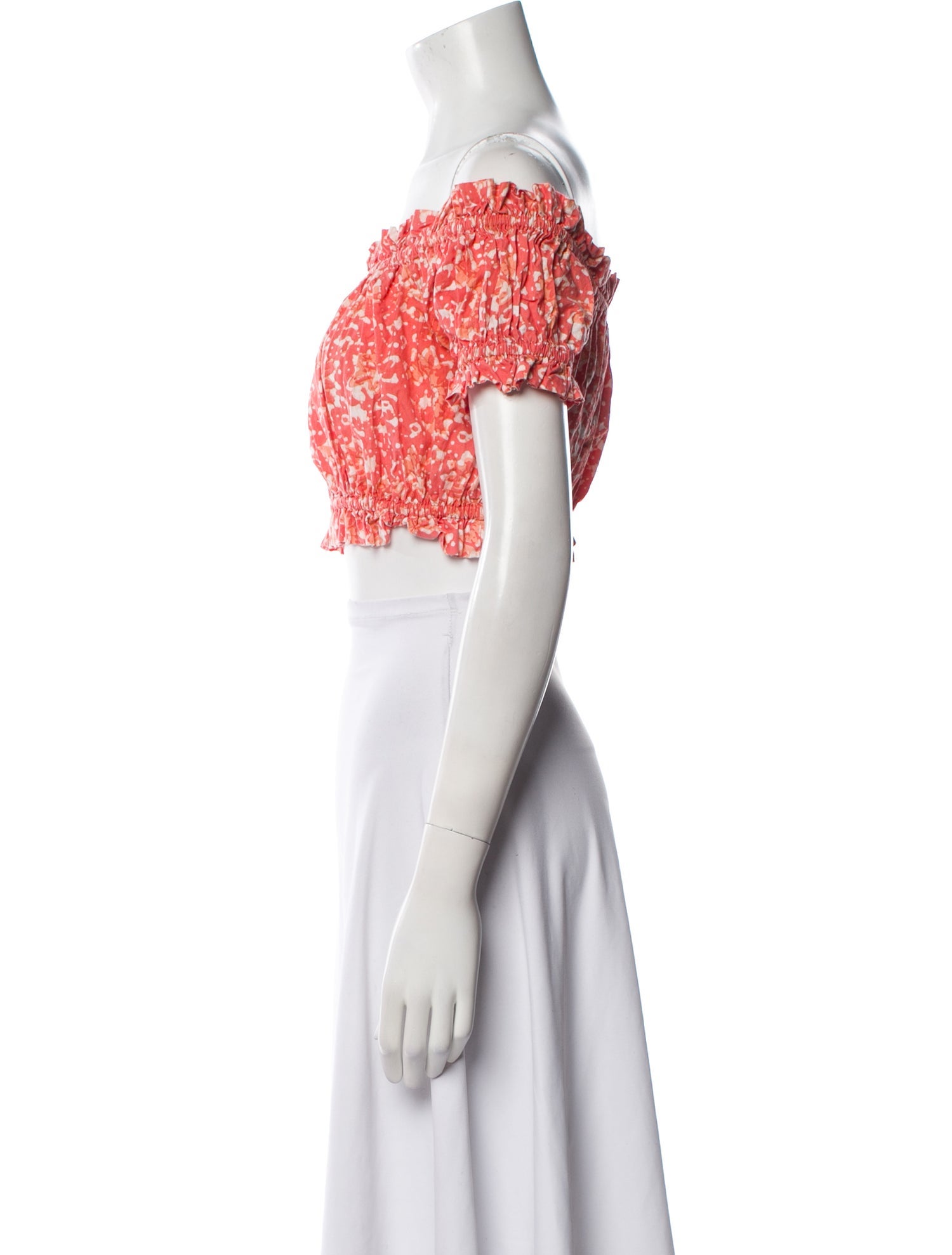 Ulla Johnson Printed Off-The-Shoulder Crop Top