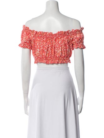 Ulla Johnson Printed Off-The-Shoulder Crop Top