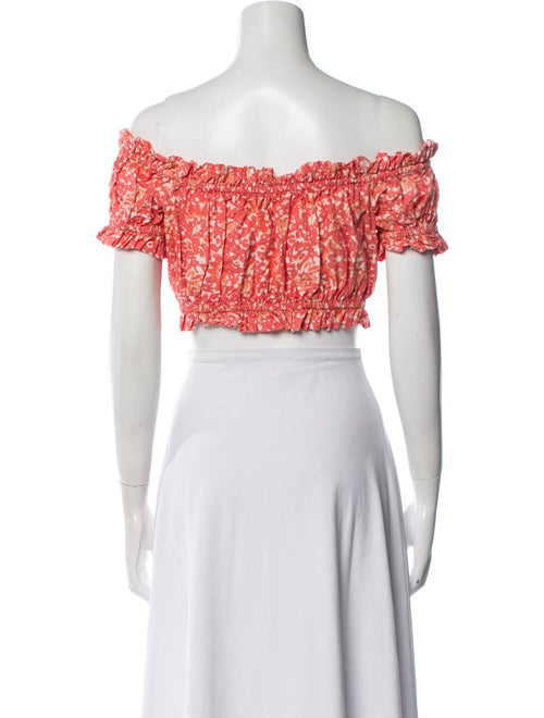 Ulla Johnson Printed Off-The-Shoulder Crop Top