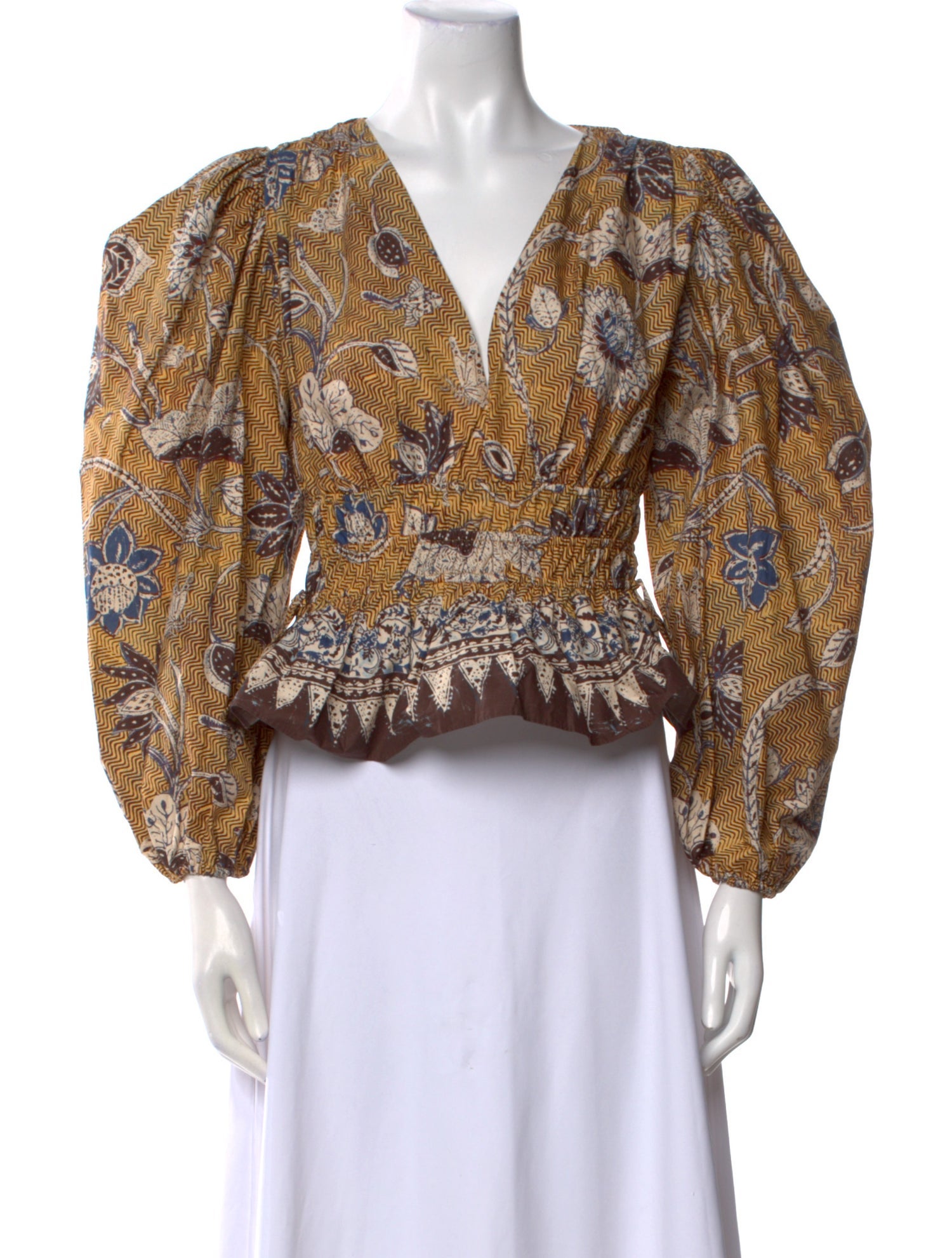 Ulla Johnson Paisley Print V-Neck Crop Top