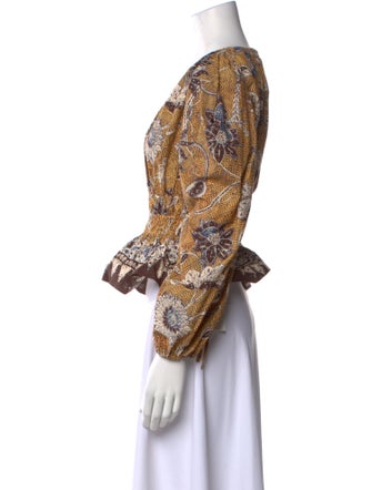 Ulla Johnson Paisley Print V-Neck Crop Top