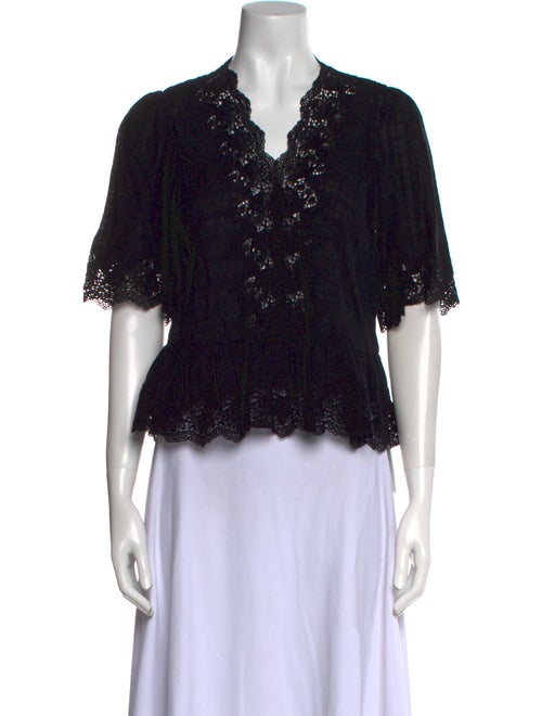 Ulla Johnson Lace Pattern V-Neck Crop Top