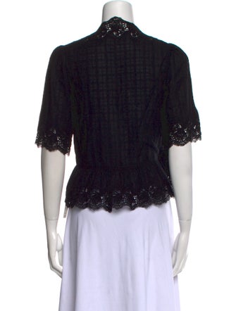 Ulla Johnson Lace Pattern V-Neck Crop Top