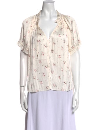 Ulla Johnson Floral Print V-Neck Blouse