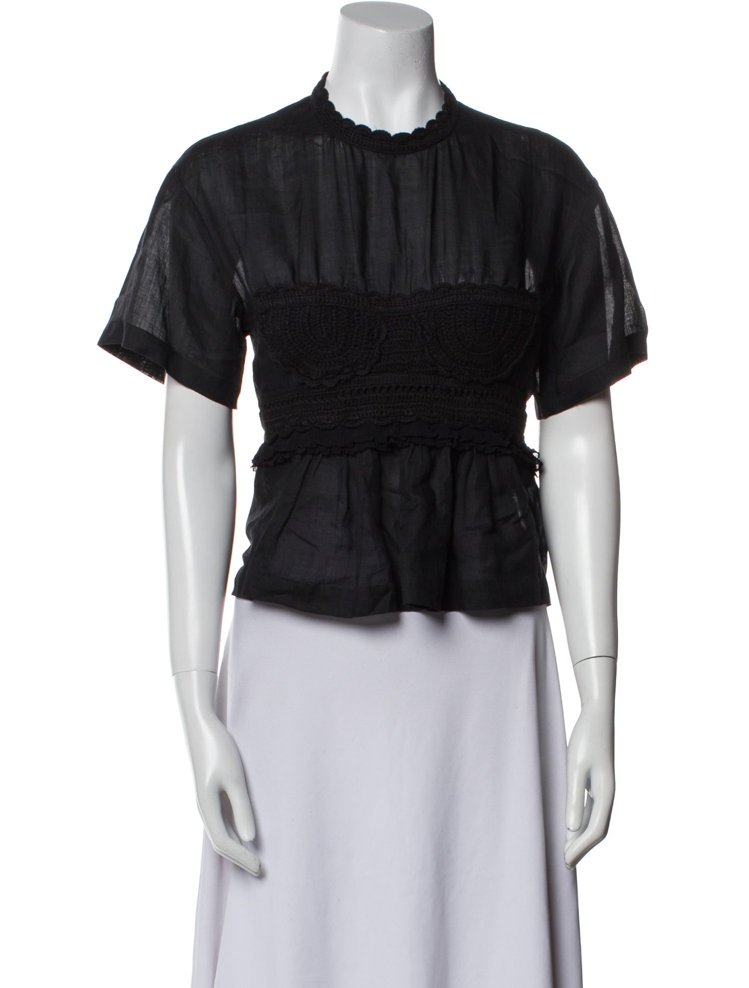 Ulla Johnson Crew Neck Short Sleeve Crop Top