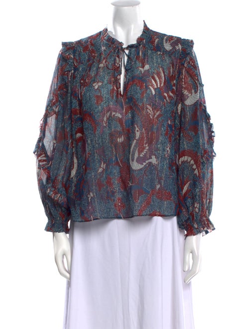 Ulla Johnson Floral Print Mock Neck Blouse