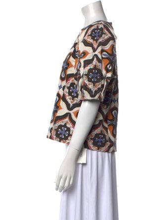 Ulla Johnson Printed Crew Neck Crop Top