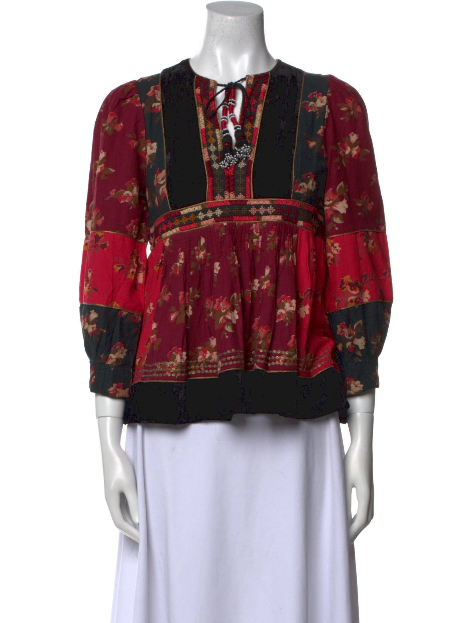 Ulla Johnson Floral Print Crew Neck Blouse