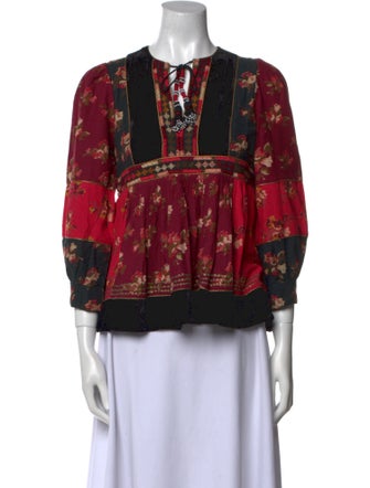 Ulla Johnson Floral Print Crew Neck Blouse