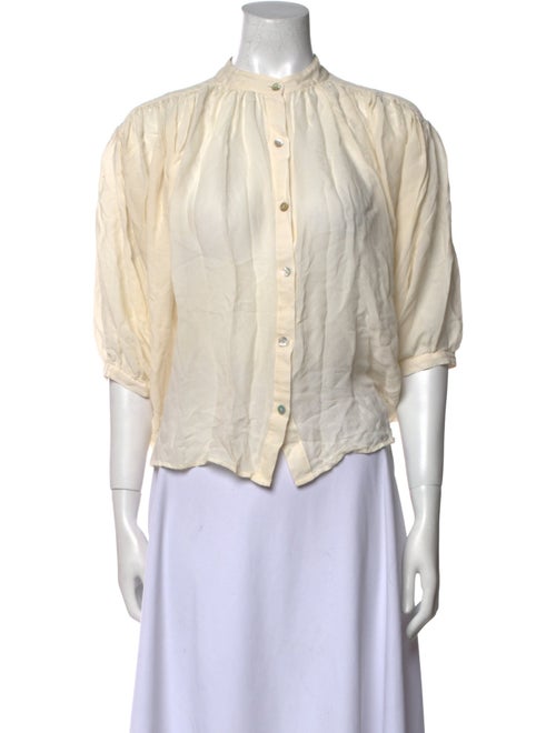 Ulla Johnson Silk Mock Neck Button-Up Top