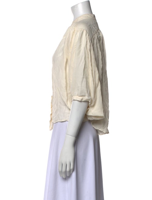 Ulla Johnson Silk Mock Neck Button-Up Top