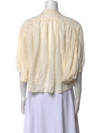 Ulla Johnson Silk Mock Neck Button-Up Top