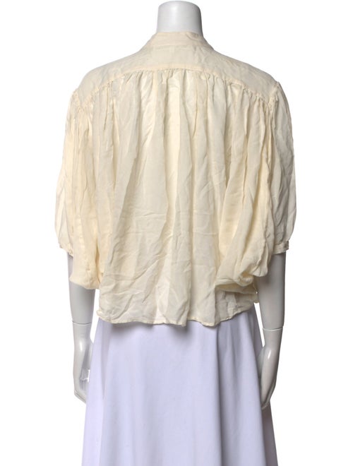 Ulla Johnson Silk Mock Neck Button-Up Top